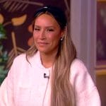 Desi Perkins’ white teddy bomber jacket on The View