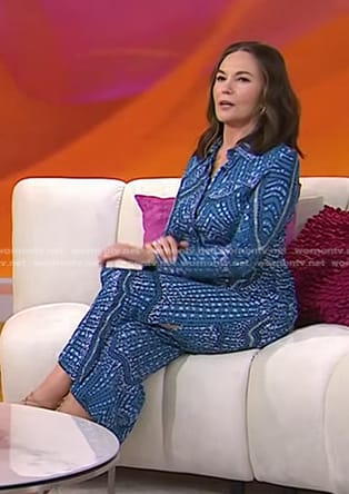 Diane Lane's blue dot print shirtdress on Today