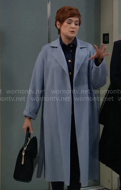 Diane's long blue coat on General Hospital