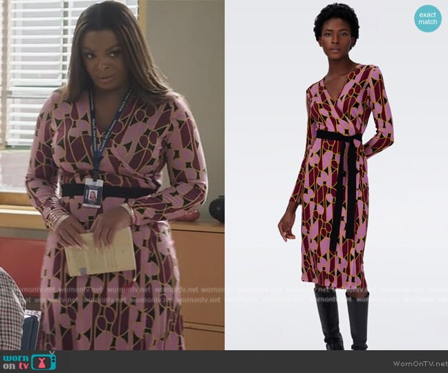 Diane von Furstenberg Luella Wrap Dress worn by Ava Coleman (Janelle James) on Abbott Elementary