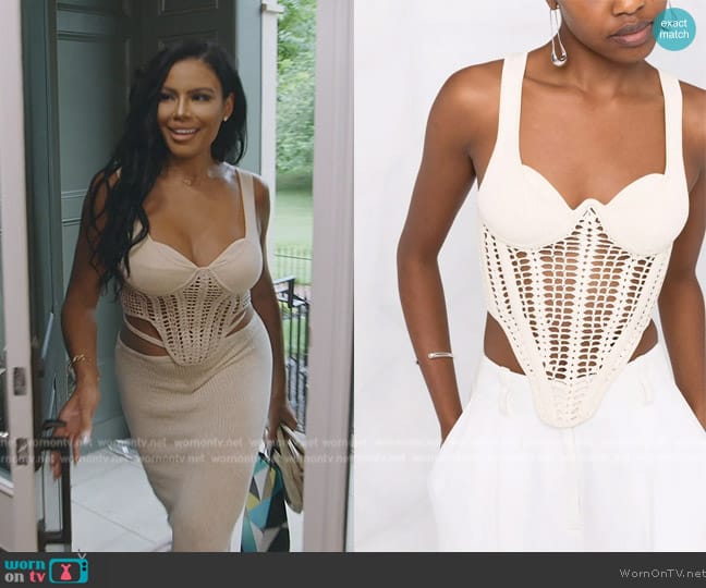 Dion Lee Cut out-detail bustier top worn by Mia Thornton on The Real Housewives of Potomac