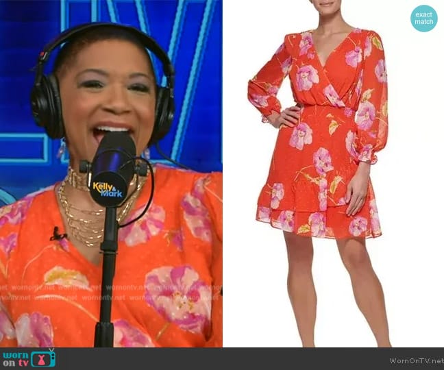 DKNY Floral Print Fit and Flare Dress worn by Deja Vu on Live with Kelly and Mark