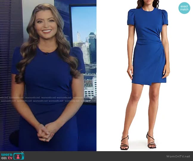 Donna Morgan Asymmetric Short Sleeve Dress worn by Dani Beckstrom on Good Morning America