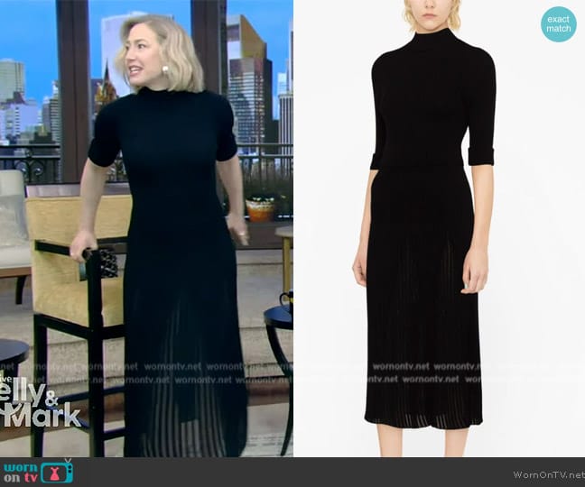 Dorothee Schumacher Funnel-neck plissé midi dress worn by Carrie Coon on Live with Kelly and Mark