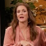 Drew's pink tie neck blouse on The Drew Barrymore Show