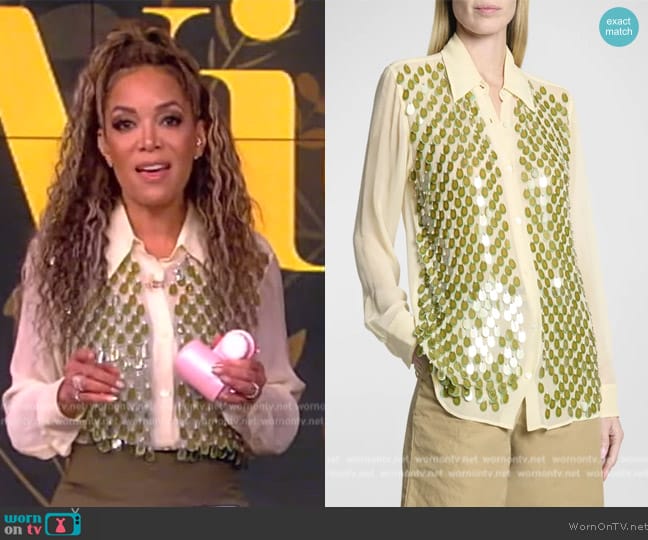 Dries van Noten Chowy Embellished Button-Front Shirt worn by Sunny Hostin on The View