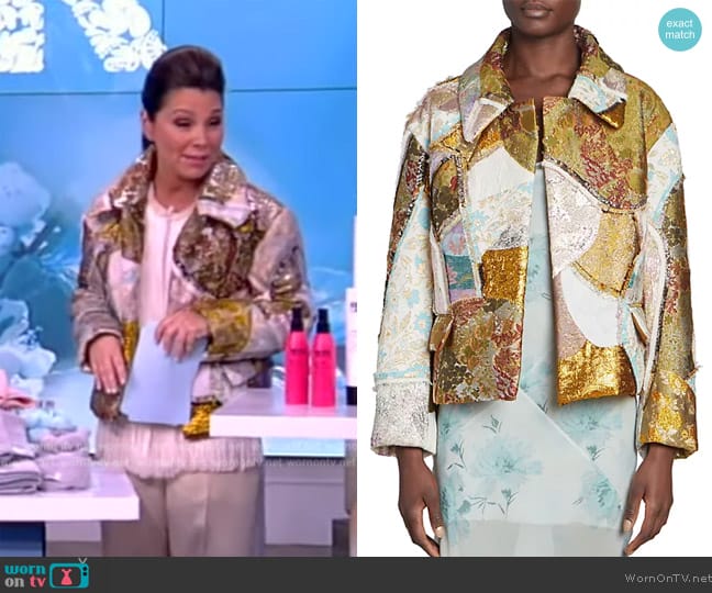 Dries Van Noten Vondi Patchwork Brocade Jacket worn by Gretta Monahan on The View