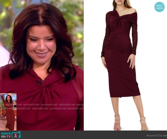 Diane von Furstenberg Rich One-Shoulder Long Sleeve Body-Con Dress worn by Ana Navarro on The View