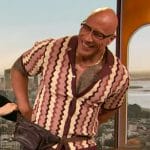 Dwayne The Rock Johnson’s wavey knit shirt on The Drew Barrymore Show