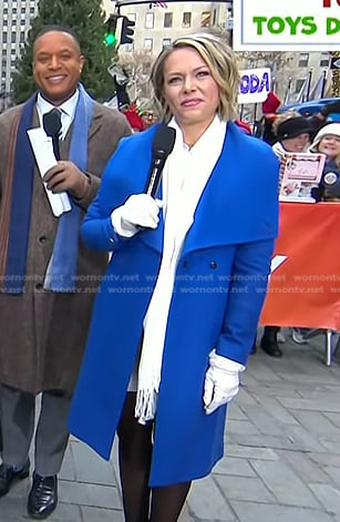 Dylan’s blue wrap coat on Today