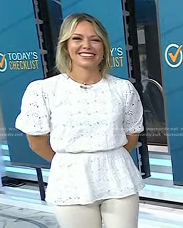 Dylan’s white eyelet peplum top on Today