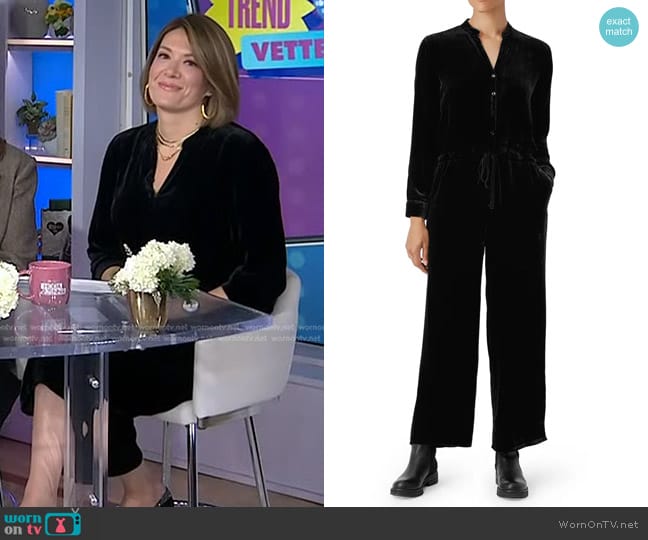 Eileen Fisher Long Sleeve Velvet Jumpsuit worn by Michelle Collins on Today