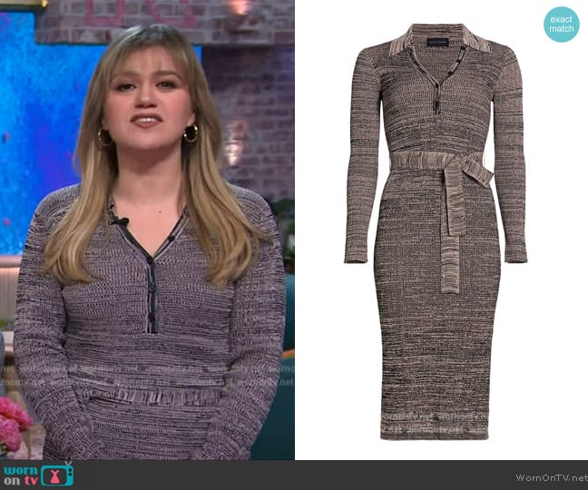 Elie Tahari Quinn Space-Dye Belted Sweaterdress worn by Kelly Clarkson on The Kelly Clarkson Show