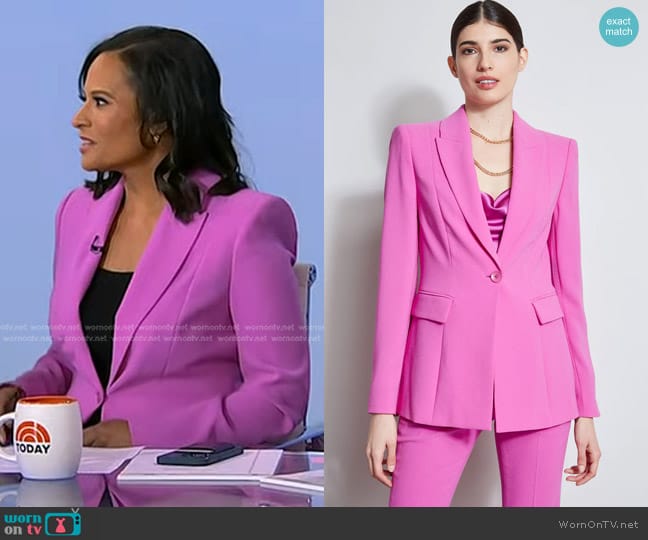 Elie Tahari Single Button Blazer in Peony worn by Kristen Welker on Today