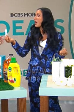 Elizabeth Werner’s blue floral suit on CBS Mornings