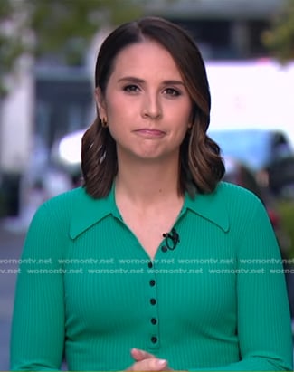 Elizabeth’s green ribbed polo on Good Morning America