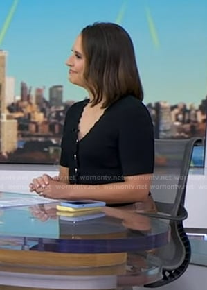 Elizabeth's black scalloped cardigan on Good Morning America