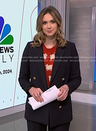 Ellison’s navy double breasted blazer on NBC News Daily