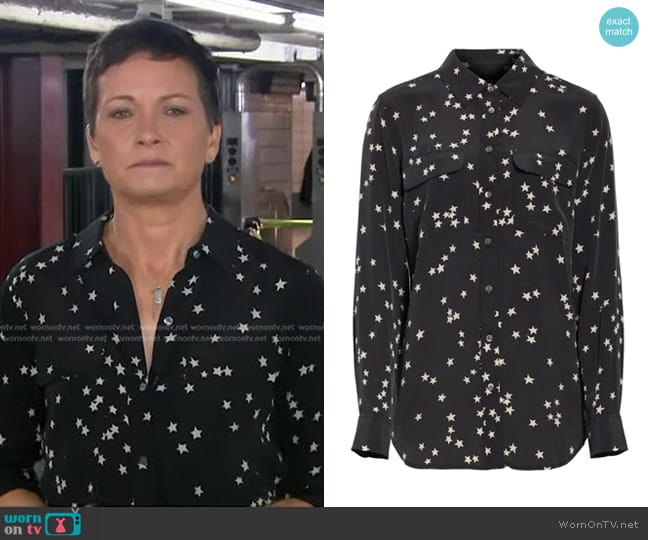 Equipment Starry Night Slim Signature Silk Shirt worn by Stephanie Gosk on Today