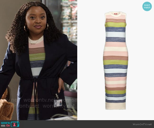 Esprit Striped Knit Midi Dress worn by Janine Teagues (Quinta Brunson) on Abbott Elementary