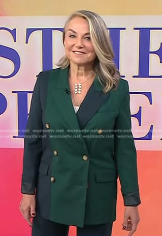 Esther Perel’s green colorblock blazer on Today