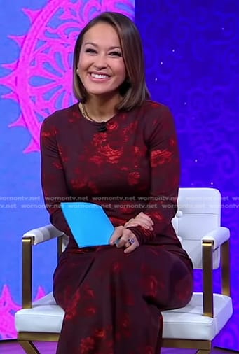 Eva’s burgundy floral dress on Good Morning America