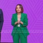 Eva’s green blazer and wide leg pants on Good Morning America