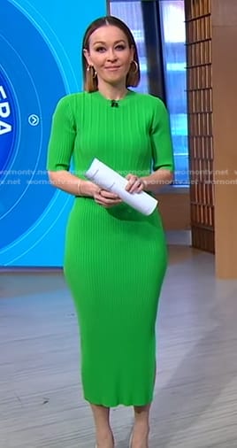 Eva’s green ribbed dress on Good Morning America