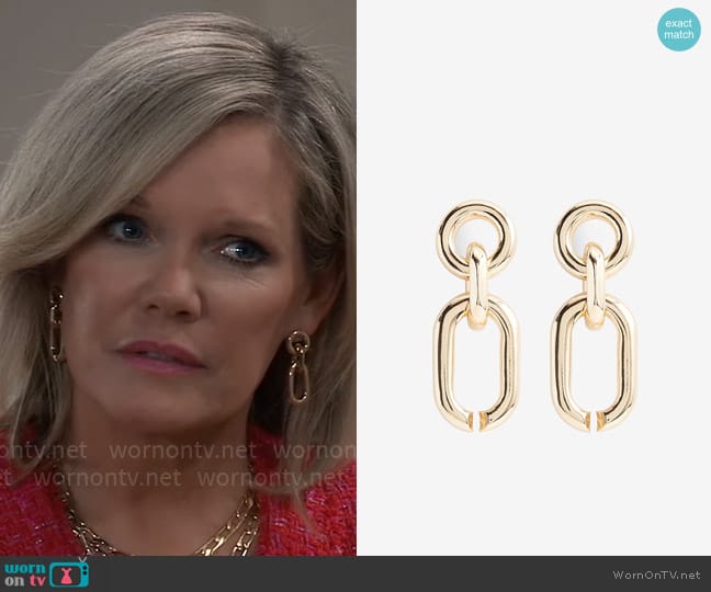 Express Interlocking Oval Chain Link Drop Earrings worn by Ava Jerome (Maura West) on General Hospital