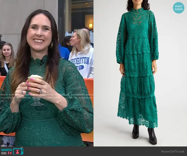 Farm Rio Long Sleeve Guipure Lace Maxi Dress worn by Gemma Stafford on Today