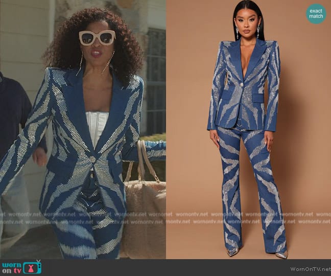 Fashion Nova Gina Embellished Blazer worn by Wickie Roy (Renée Elise Goldsberry) on Girls5eva