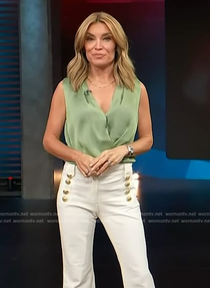 Kit's green wrap top on Access Hollywood