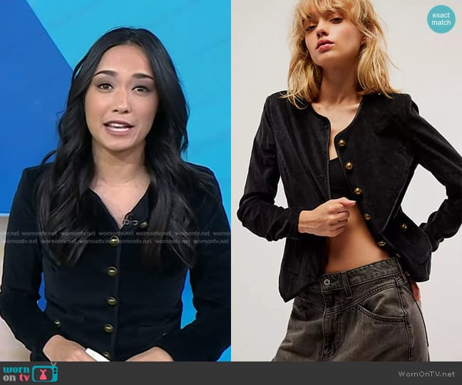 Free People Becky Jacket in Black worn by Emilie Ikeda on Today