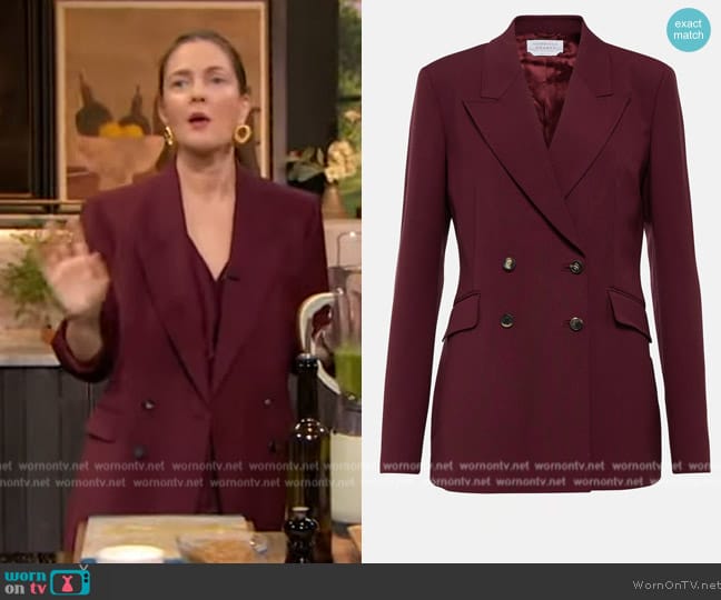 WornOnTV: Drew’s burgundy double breasted blazer on The Drew Barrymore ...