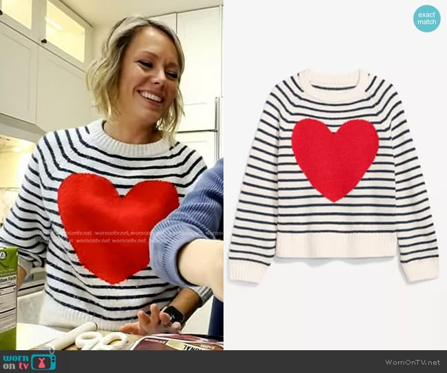 Old Navy Valentine’s Heart Sweater worn by Dylan Dreyer on Today