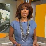 Gayle King’s blue tweed panel dress on CBS Mornings