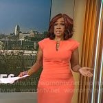 Gayle King’s coral split-neck dress on CBS Mornings