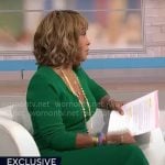Gayle King's green v-neck dress on CBS Mornings