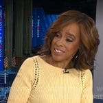 Gayle King’s yellow knit long sleeve dress on CBS Mornings