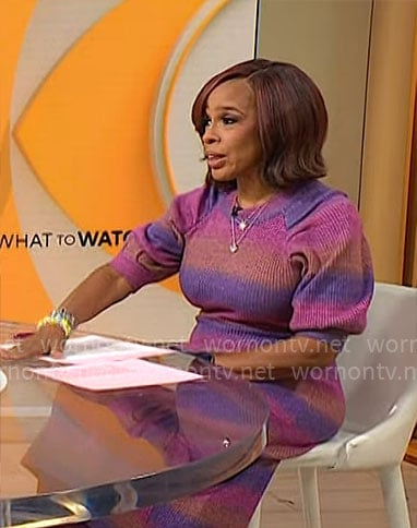 Gayle King's pink ombre sweater dress on CBS Mornings