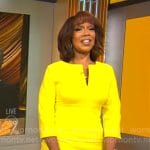 Gayle King’s yellow split-neck dress on CBS Mornings