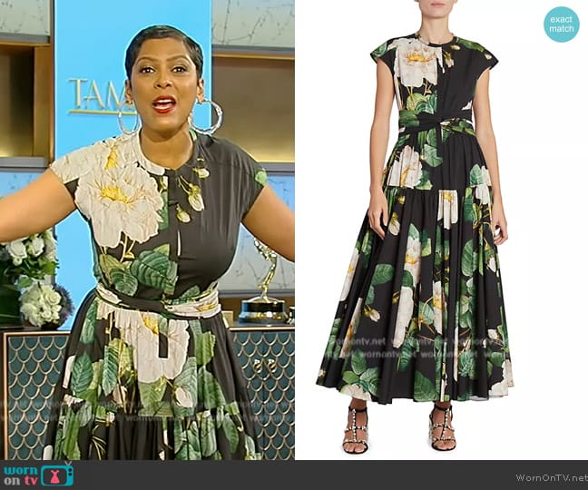 Giambattista Valli Floral Tiered Cotton Dress worn by Tamron Hall on Tamron Hall Show