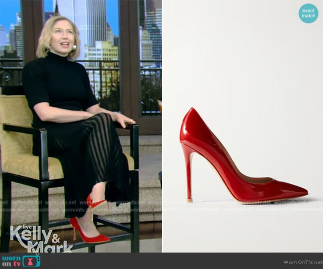 Gianvito Rossi Gianvito 105 patent-leather pumps worn by Carrie Coon on Live with Kelly and Mark