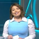 Gilma Avalos’s light blue mixed media dress on NBC News Daily