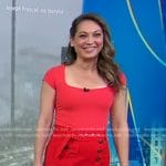 Ginger’s red square neck top and belted wrap skirt on Good Morning America