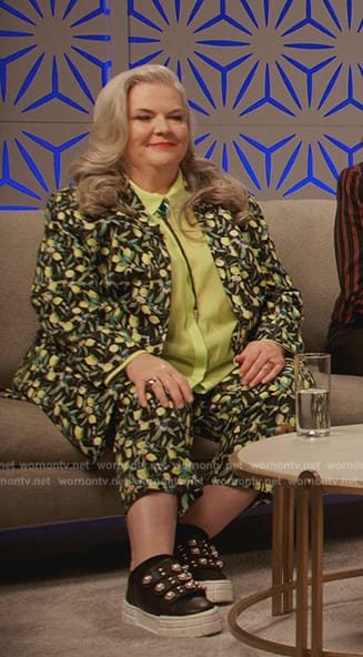 Gloria's black and yellow floral print blazer on Girls5eva