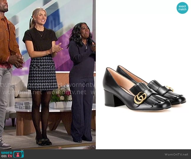 Gucci Marmont leather loafer pumps worn by Amanda Kloots on The Talk