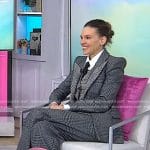 Hilary Swank’s grey houndstooth blazer and pants on Today