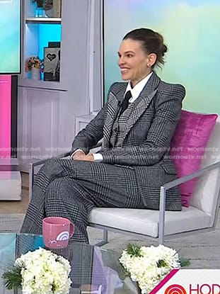 Hilary Swank’s grey houndstooth blazer and pants on Today