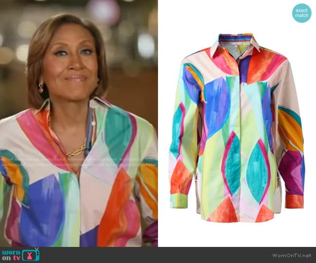 Hinson Wu Halsey Multi Abstract Print Shirt worn by Robin Roberts on Good Morning America